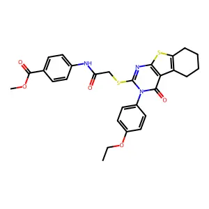 methyl 4-[({[3-(4-ethoxyphenyl)-4-oxo-3,4,5,6,7,8-hexahydro[1]benzothieno[2,3-d]pyrimidin-2-yl]sulfanyl}acetyl)amino]benzoate structure