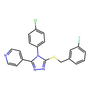 4-{4-(4-chlorophenyl)-5-[(3-fluorobenzyl)sulfanyl]-4H-1,2,4-triazol-3-yl}pyridine structure