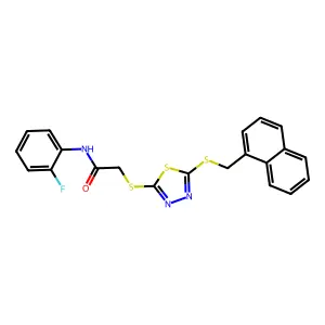 N-(2-fluorophenyl)-2-({5-[(naphthalen-1-ylmethyl)sulfanyl]-1,3,4-thiadiazol-2-yl}sulfanyl)acetamide structure