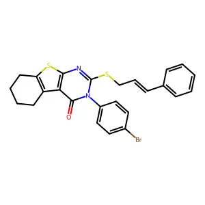 3-(4-BROMOPHENYL)-2-{[(2E)-3-PHENYL-2-PROPENYL]SULFANYL}-5,6,7,8-TETRAHYDRO[1]BENZOTHIENO[2,3-D]PYRIMIDIN-4(3H)-ONE structure