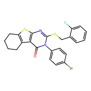 3-(4-bromophenyl)-2-[(2-fluorobenzyl)sulfanyl]-5,6,7,8-tetrahydro[1]benzothieno[2,3-d]pyrimidin-4(3H)-one structure