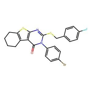 3-(4-bromophenyl)-2-[(4-fluorobenzyl)sulfanyl]-5,6,7,8-tetrahydro[1]benzothieno[2,3-d]pyrimidin-4(3H)-one structure