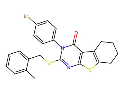 3-(4-bromophenyl)-2-[(2-methylbenzyl)sulfanyl]-5,6,7,8-tetrahydro[1]benzothieno[2,3-d]pyrimidin-4(3H)-one structure