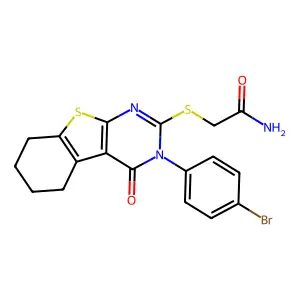 2-{[3-(4-bromophenyl)-4-oxo-3,4,5,6,7,8-hexahydro[1]benzothieno[2,3-d]pyrimidin-2-yl]sulfanyl}acetamide structure