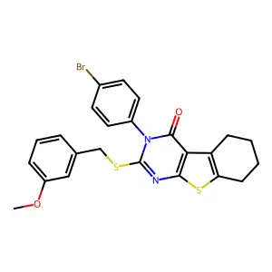 3-(4-bromophenyl)-2-[(3-methoxybenzyl)sulfanyl]-5,6,7,8-tetrahydro[1]benzothieno[2,3-d]pyrimidin-4(3H)-one structure