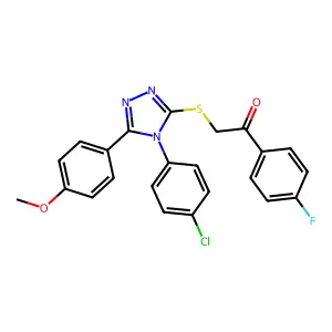 2-{[4-(4-chlorophenyl)-5-(4-methoxyphenyl)-4H-1,2,4-triazol-3-yl]sulfanyl}-1-(4-fluorophenyl)ethanone structure