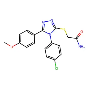 2-((4-(4-chlorophenyl)-5-(4-methoxyphenyl)-4H-1,2,4-triazol-3-yl)thio)acetamide structure