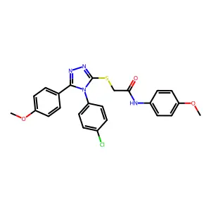 2-{[4-(4-chlorophenyl)-5-(4-methoxyphenyl)-4H-1,2,4-triazol-3-yl]sulfanyl}-N-(4-methoxyphenyl)acetamide structure