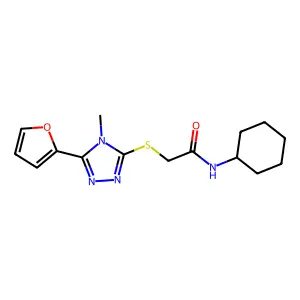 N-cyclohexyl-2-[[5-(furan-2-yl)-4-methyl-1,2,4-triazol-3-yl]sulfanyl]acetamide structure