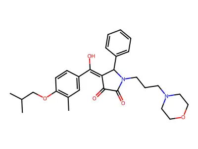 3-hydroxy-4-[3-methyl-4-(2-methylpropoxy)benzoyl]-1-[3-(morpholin-4-yl)propyl]-5-phenyl-2,5-dihydro-1H-pyrrol-2-one structure