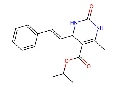 propan-2-yl 6-methyl-2-oxo-4-(2-phenylethenyl)-3,4-dihydro-1H-pyrimidine-5-carboxylate structure