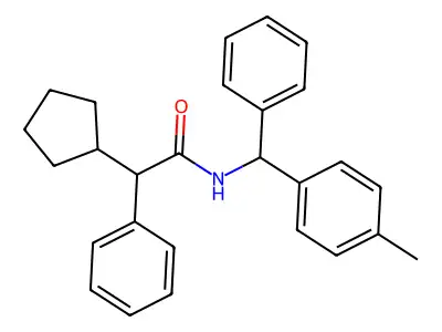 2-cyclopentyl-N-[(4-methylphenyl)-phenylmethyl]-2-phenylacetamide structure
