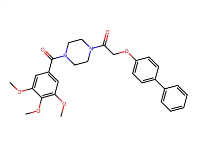 2-(4-Phenylphenoxy)-1-[4-(3,4,5-trimethoxybenzoyl)piperazin-1-yl]ethanone structure