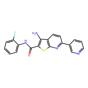3-amino-N-(2-fluorophenyl)-6-(3-pyridinyl)-2-thieno[2,3-b]pyridinecarboxamide structure