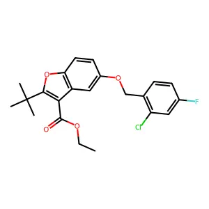 ethyl 2-tert-butyl-5-[(2-chloro-4-fluorophenyl)methoxy]-1-benzofuran-3-carboxylate structure