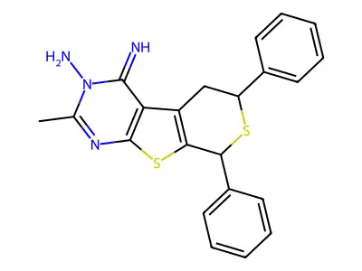 4-imino-2-methyl-6,8-diphenyl-4,5,6,8-tetrahydro-3H-thiopyrano[4',3':4,5]thieno[2,3-d]pyrimidin-3-amine structure