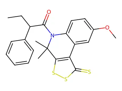 1-(8-methoxy-4,4-dimethyl-1-thioxo-1,4-dihydro-5H-[1,2]dithiolo[3,4-c]quinolin-5-yl)-2-phenylbutan-1-one structure