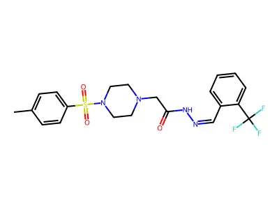 2-[4-(4-methylphenyl)sulfonylpiperazin-1-yl]-N-[(E)-[2-(trifluoromethyl)phenyl]methylideneamino]acetamide structure
