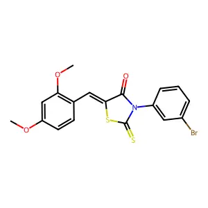 (5Z)-3-(3-bromophenyl)-5-(2,4-dimethoxybenzylidene)-2-thioxo-1,3-thiazolidin-4-one structure