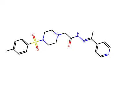 2-[4-(4-methylphenyl)sulfonylpiperazin-1-yl]-N-[(E)-1-pyridin-4-ylethylideneamino]acetamide structure
