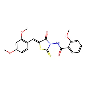 N-[(5Z)-5-(2,4-dimethoxybenzylidene)-4-oxo-2-thioxo-1,3-thiazolidin-3-yl]-2-methoxybenzamide structure