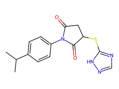 1-[4-(propan-2-yl)phenyl]-3-(4H-1,2,4-triazol-3-ylsulfanyl)pyrrolidine-2,5-dione structure