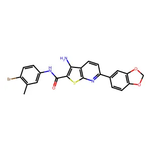 3-amino-6-(1,3-benzodioxol-5-yl)-N-(4-bromo-3-methylphenyl)thieno[2,3-b]pyridine-2-carboxamide structure