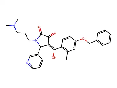 1-[3-(dimethylamino)propyl]-4-[hydroxy-(2-methyl-4-phenylmethoxyphenyl)methylidene]-5-pyridin-3-ylpyrrolidine-2,3-dione structure