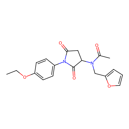 N-[1-(4-ethoxyphenyl)-2,5-dioxopyrrolidin-3-yl]-N-(furan-2-ylmethyl)acetamide structure