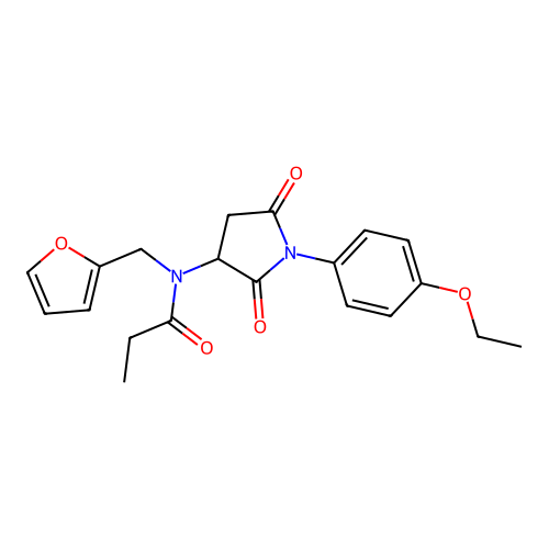 N-[1-(4-ethoxyphenyl)-2,5-dioxopyrrolidin-3-yl]-N-(furan-2-ylmethyl)propanamide structure