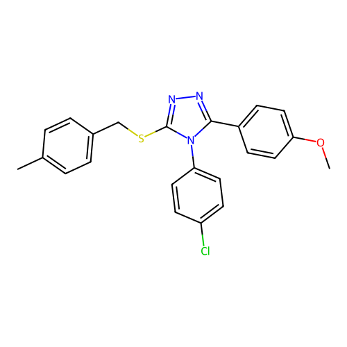 4-(4-chlorophenyl)-3-(4-methoxyphenyl)-5-[(4-methylbenzyl)sulfanyl]-4H-1,2,4-triazole structure