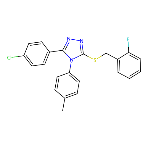 3-(4-chlorophenyl)-5-[(2-fluorobenzyl)sulfanyl]-4-(4-methylphenyl)-4H-1,2,4-triazole structure