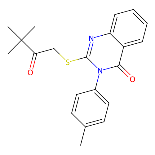2-[(3,3-dimethyl-2-oxobutyl)sulfanyl]-3-(4-methylphenyl)quinazolin-4(3H)-one structure