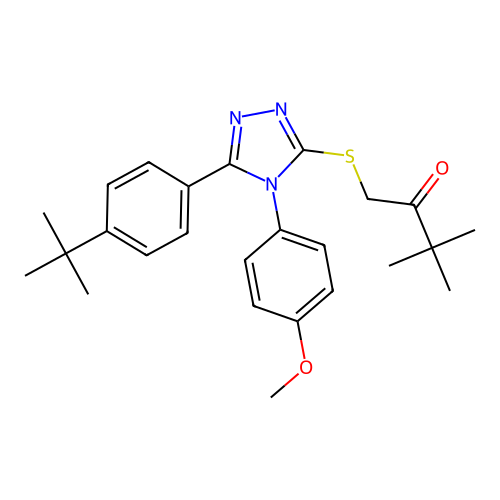 1-{[5-(4-tert-butylphenyl)-4-(4-methoxyphenyl)-4H-1,2,4-triazol-3-yl]sulfanyl}-3,3-dimethylbutan-2-one structure