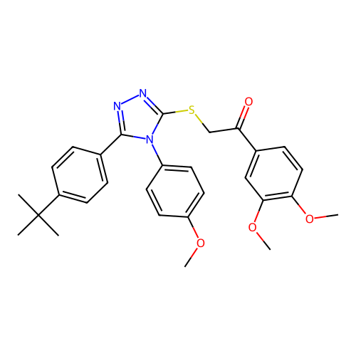 2-{[5-(4-tert-butylphenyl)-4-(4-methoxyphenyl)-4H-1,2,4-triazol-3-yl]sulfanyl}-1-(3,4-dimethoxyphenyl)ethanone structure