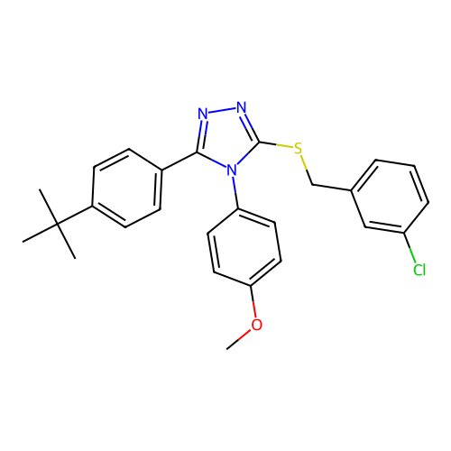 3-(4-(tert-butyl)phenyl)-5-((3-chlorobenzyl)thio)-4-(4-methoxyphenyl)-4H-1,2,4-triazole structure
