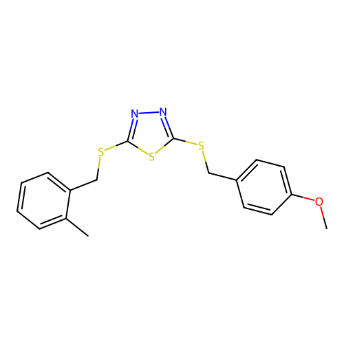 2-[(4-Methoxybenzyl)sulfanyl]-5-[(2-methylbenzyl)sulfanyl]-1,3,4-thiadiazole structure