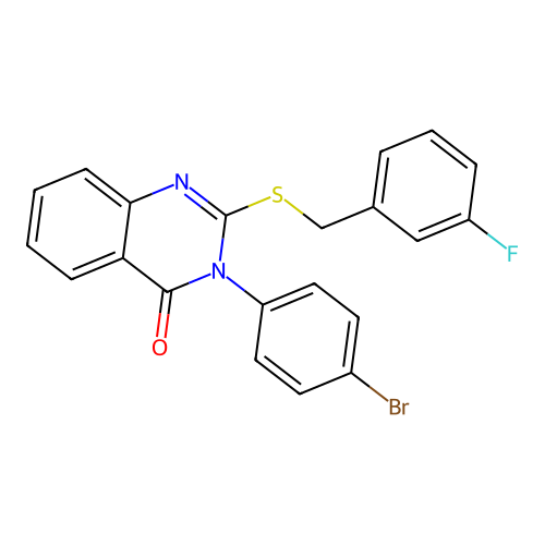 3-(4-bromophenyl)-2-[(3-fluorobenzyl)sulfanyl]quinazolin-4(3H)-one structure