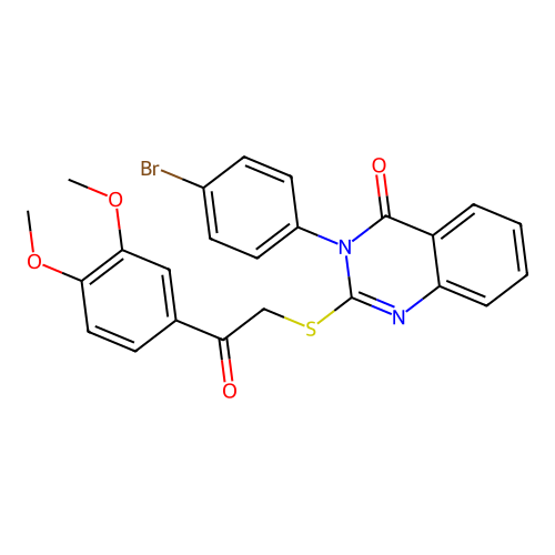 3-(4-bromophenyl)-2-{[2-(3,4-dimethoxyphenyl)-2-oxoethyl]sulfanyl}quinazolin-4(3H)-one structure