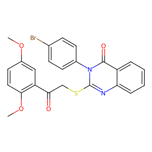 2-[2-(2,5-dimethoxyphenyl)-2-oxoethylthio]-3-(4-bromophenyl)-3-hydroquinazolin -4-one structure