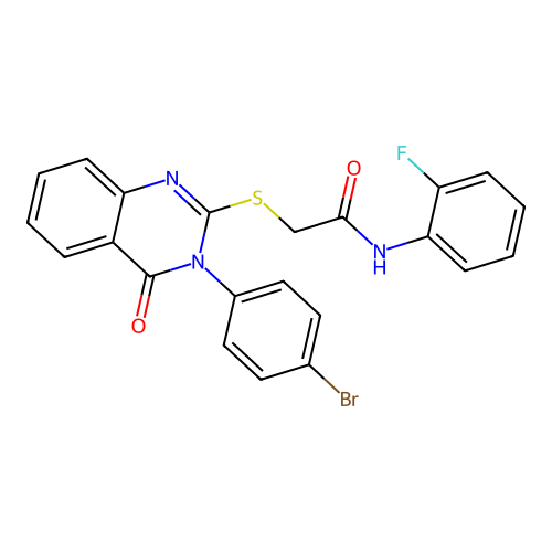 2-{[3-(4-bromophenyl)-4-oxo-3,4-dihydroquinazolin-2-yl]sulfanyl}-N-(2-fluorophenyl)acetamide structure