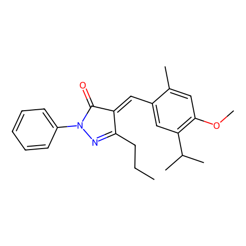 (4E)-4-[(4-methoxy-2-methyl-5-propan-2-ylphenyl)methylidene]-2-phenyl-5-propylpyrazol-3-one structure