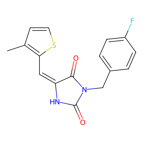 3-(4-Fluorobenzyl)-5-[(3-methyl-2-thienyl)methylene]-2,4-imidazolidinedione structure