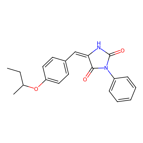 (5E)-5-[4-(butan-2-yloxy)benzylidene]-3-phenylimidazolidine-2,4-dione structure