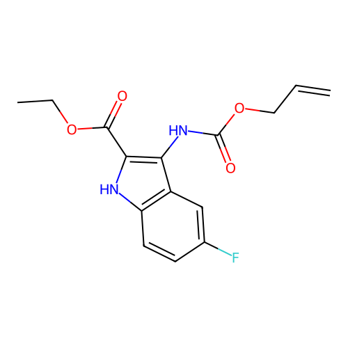 ethyl 5-fluoro-3-{[(prop-2-en-1-yloxy)carbonyl]amino}-1H-indole-2-carboxylate structure