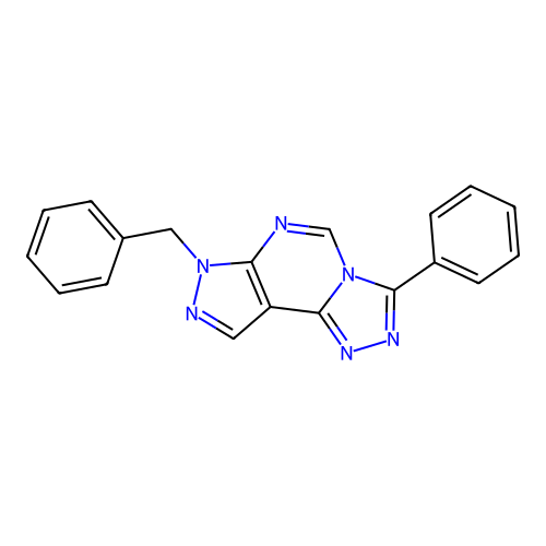 7-benzyl-3-phenyl-7H-pyrazolo[4,3-e][1,2,4]triazolo[4,3-c]pyrimidine structure