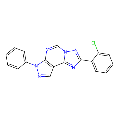 2-(2-chlorophenyl)-7-phenyl-7H-pyrazolo[4,3-e][1,2,4]triazolo[1,5-c]pyrimidine structure