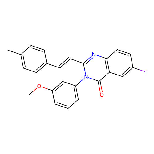 6-iodo-3-(3-methoxyphenyl)-2-[(E)-2-(4-methylphenyl)ethenyl]quinazolin-4(3H)-one structure