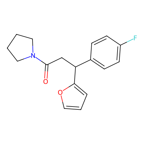 3-(4-Fluorophenyl)-3-(furan-2-yl)-1-(pyrrolidin-1-yl)propan-1-one structure
