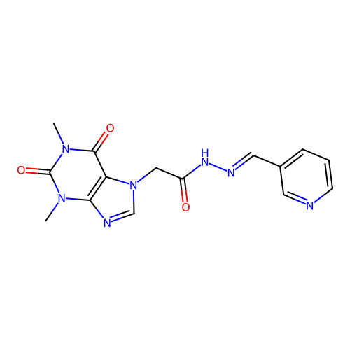 2-(1,3-dimethyl-2,6-dioxo-1,2,3,6-tetrahydro-7H-purin-7-yl)-N'-[(E)-pyridin-3-ylmethylidene]acetohydrazide structure